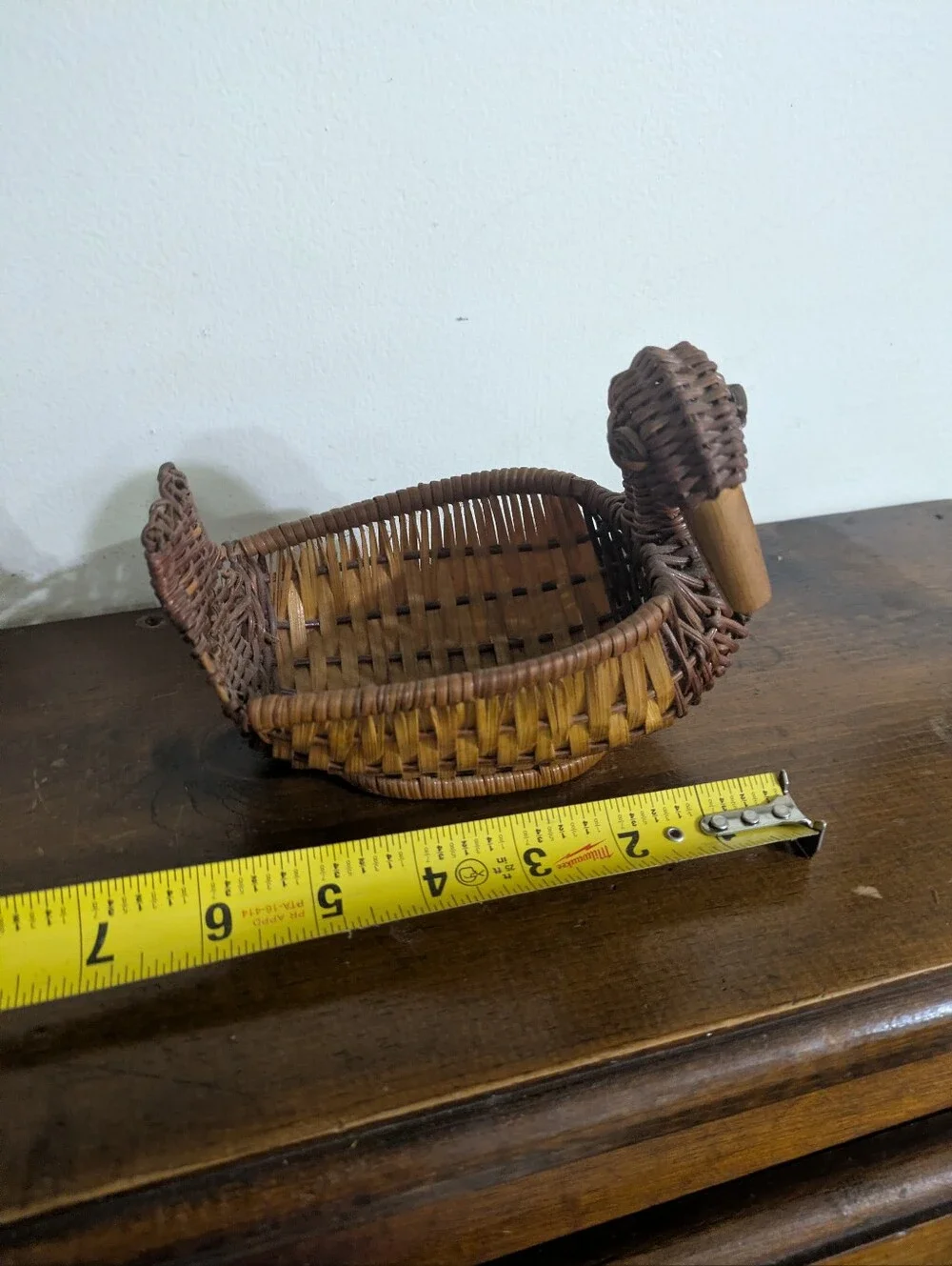 Vintage Woven Wicker Duck Basket | Rattan Boho Farmhouse Decor Cottagecore Farm